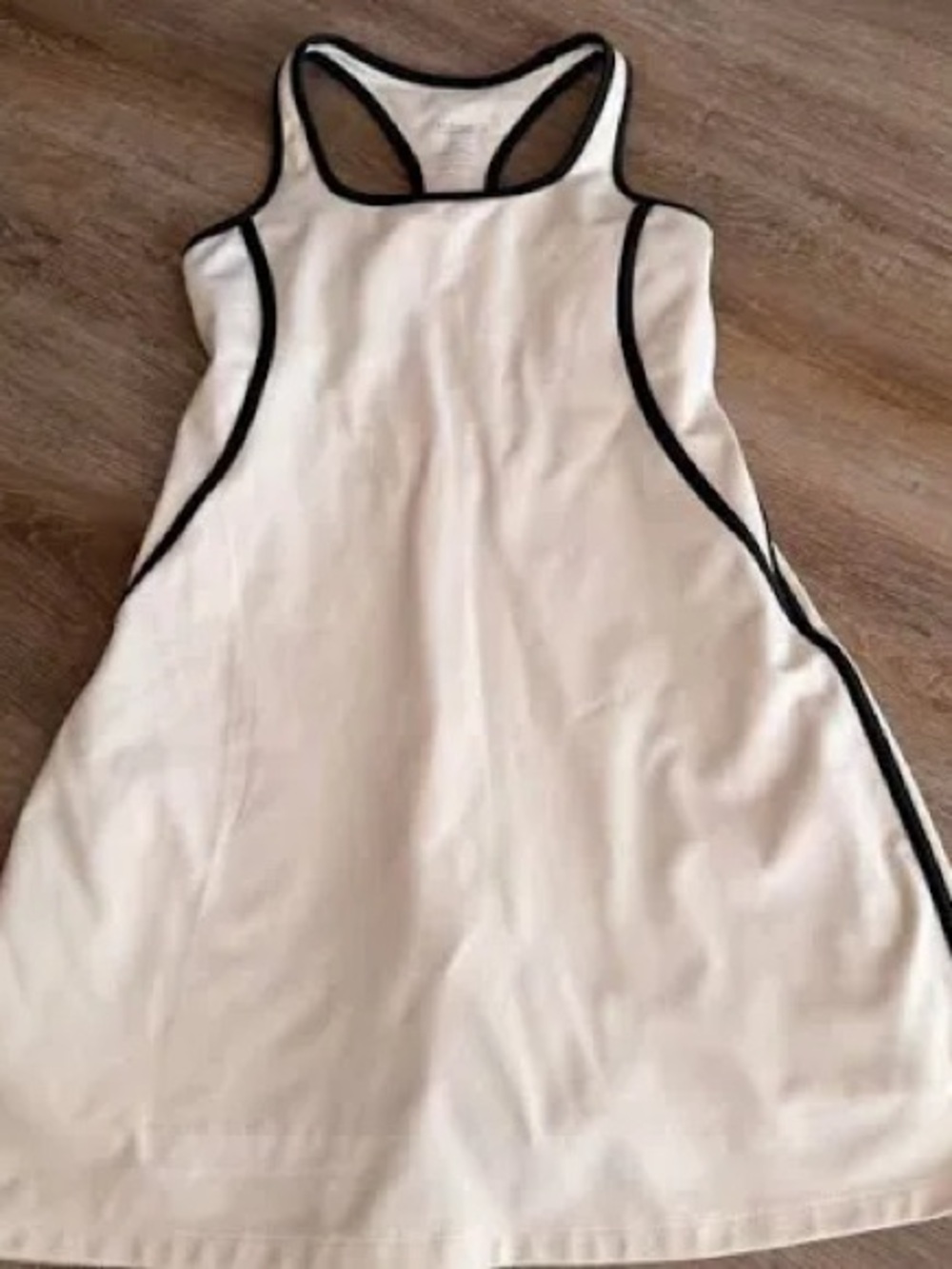 girlfriend collective Cream Racerback Mini Dress with Black Trim
